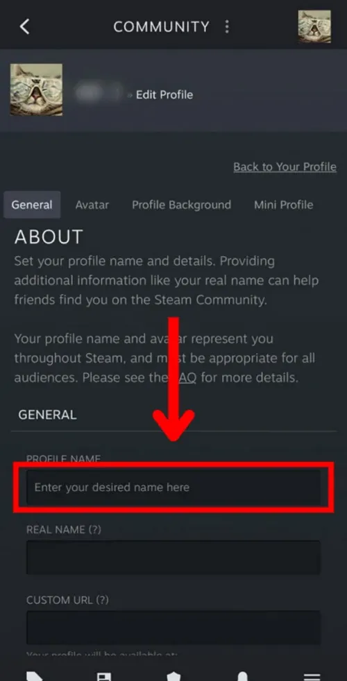 تغییر نام پروفایل در موبایل