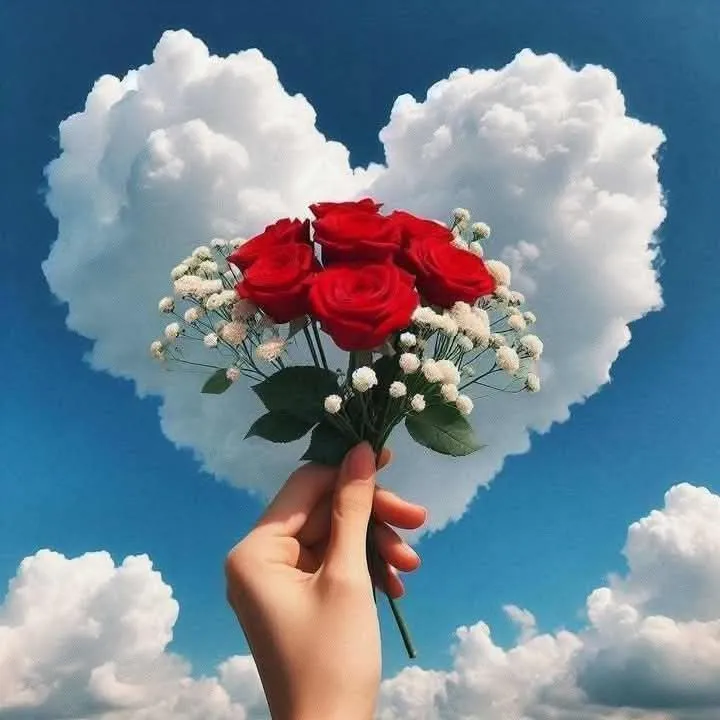 عکس پروفایل قلب قرمز و گل رز