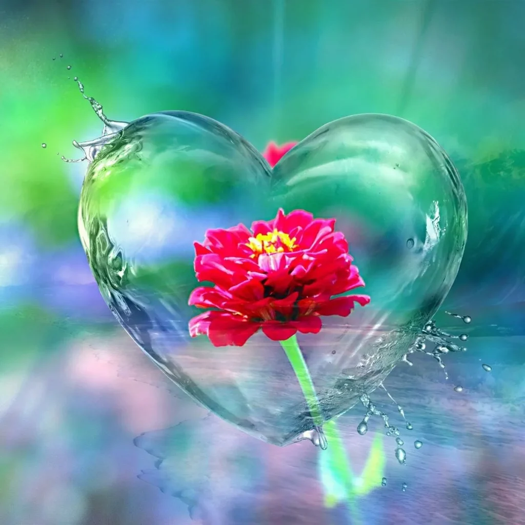 عکس پروفایل قلب و گل رز