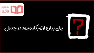برای بیان ارزو بکار میرود در جدول