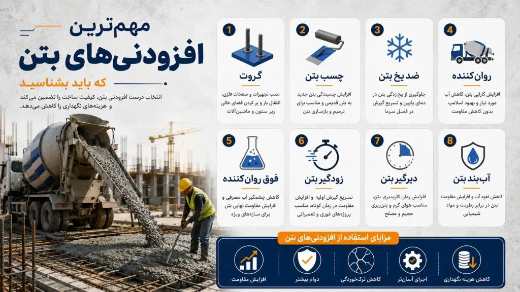 مهم‌ترین افزودنی‌های بتن که هر مهندس عمران باید بشناسد