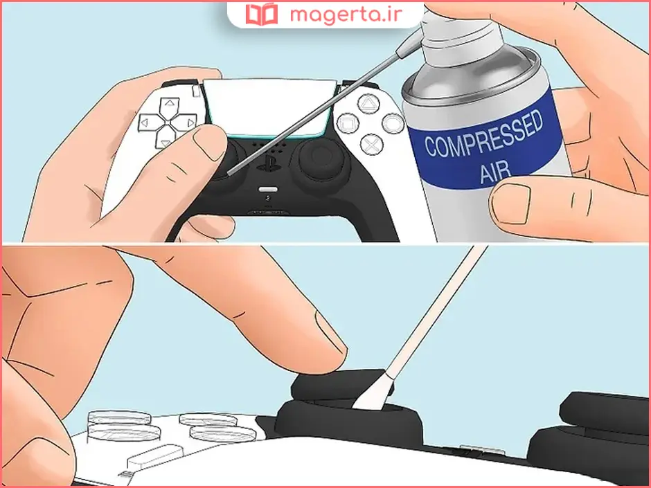 تمیز کردن سطحی آنالوگ دسته PS4 و PS5