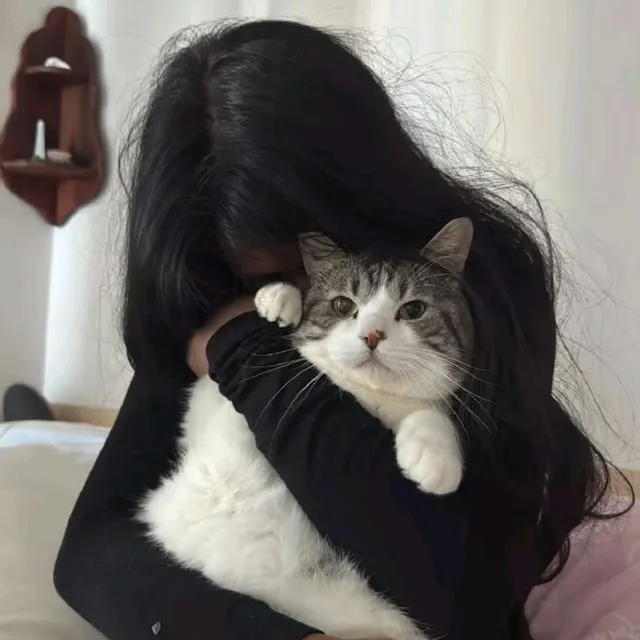 عکس پروفایل گربه و دختر عاشقانه