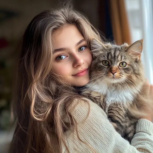 دانلود عکس دختر و گربه برای پروفایل