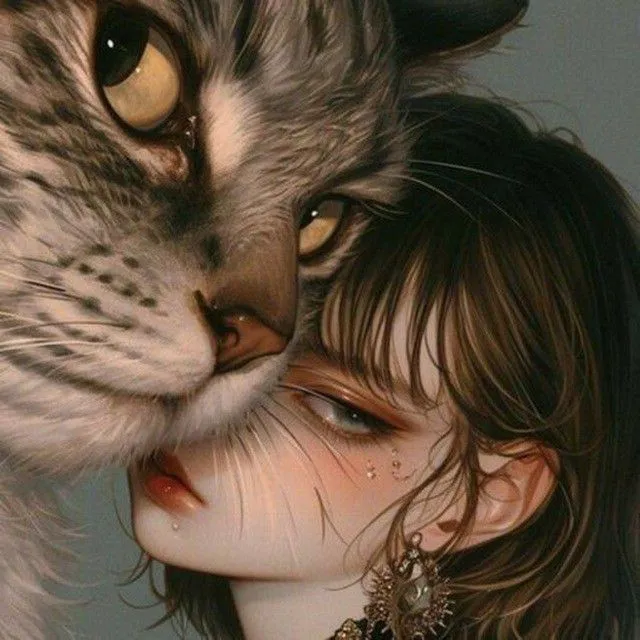 عکس دختر با گربه سفید برای پروفایل