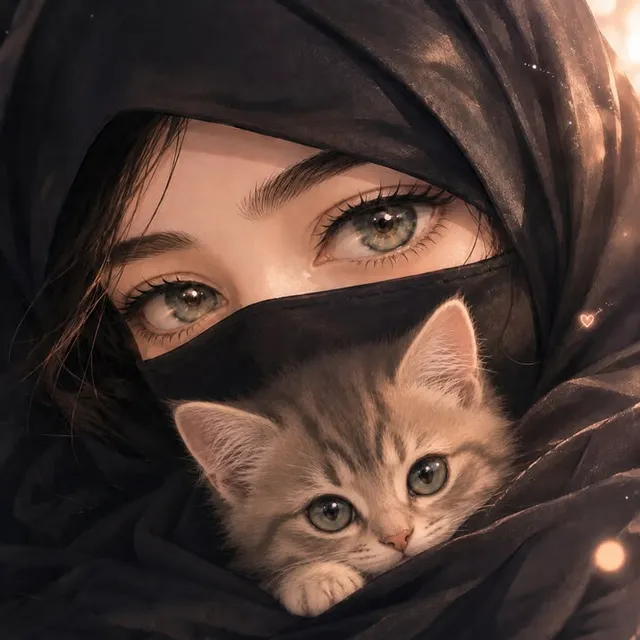 عکس پروفایل دختر و بچه گربه
