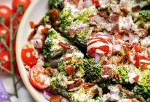 طرز تهیه سالاد بروکلی پرپروتئین با سس خامه‌ای