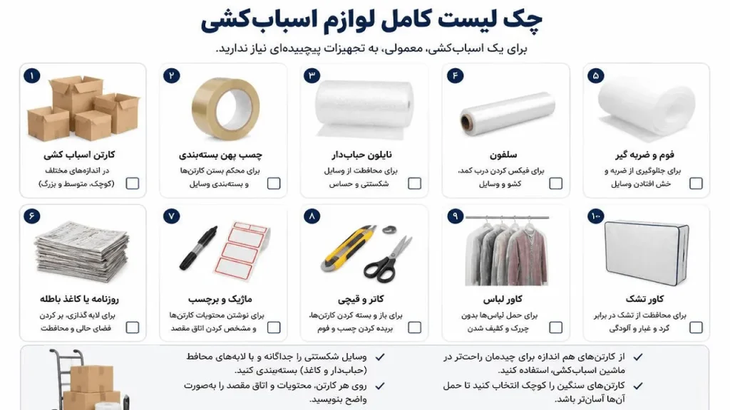 چک لیست وسایل اسباب‌کشی