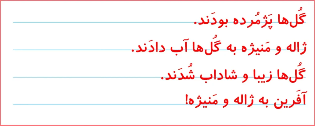 پاسخ تمرین های صفحه ۹۶ درس پانزدهم نگارش اول دبستان