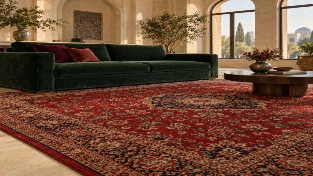 فرش سنتی لاکی، روناسی و زرشکی (تضاد رنگ های مکمل)