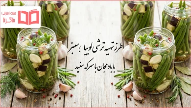 طرز تهیه ترشی لوبیا سبز با بادمجان با سرکه سفید
