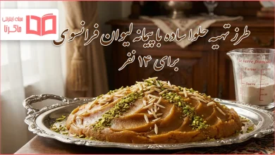 طرز تهیه حلوا ساده با پیمانه لیوان فرانسوی برای ۱۴ نفر