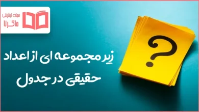 زیر مجموعه ای از اعداد حقیقی در جدول