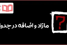 مازاد و اضافه در جدول